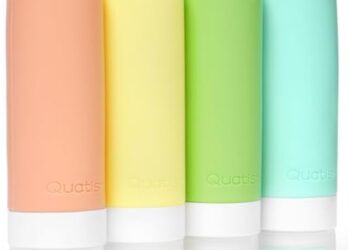 Quatish Travel Bottles for Toiletries【Original Patented】, 3 oz Tsa Approved Leak Proof Travel Size Containers, Silicone Shampoo and Conditioner Bottles, 4 Pack Travel Size Bottles, Multi-Color
