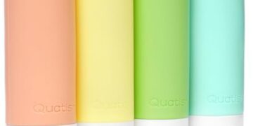 Quatish Travel Bottles for Toiletries【Original Patented】, 3 oz Tsa Approved Leak Proof Travel Size Containers, Silicone Shampoo and Conditioner Bottles, 4 Pack Travel Size Bottles, Multi-Color