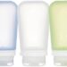 humangear GoToob+ 3-Pack (Large) | Refillable Silicone Travel Bottle | Locking Lid | Food-Safe Material, Clear/Green/Blue, Large (3.4 fl.oz.; 100ml)