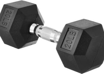 Amazon Basics Rubber Encased Exercise & Fitness Hex Dumbbell, Single, Hand Weight For Strength Training