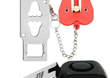 Upgraded Portable Door Lock & Door Stop Alarm, Dual Protection Security Door Kit,Door ​Security Devices Pocket Self Defensey Tools,for Traveling Hotel Home Apartment (2PCS)