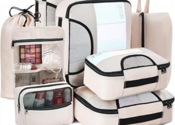 Veken 8 Set Packing Cubes for Suitcases, Luggage Organizer Bags Set for Carry on, Travel Gifts for Mom, Travel Essentials for Women, Travel Accessories in 4 Sizes(Extra Large, Large, Medium, Small)