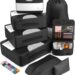 Veken 8 Set Packing Cubes for Suitcases, Travel Essentials for Carry on, Luggage Organizer Bags Set for Travel Accessories in 4 Sizes (Extra Large, Large, Medium, Small), Black