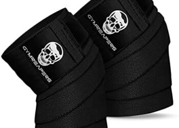 Gymreapers Knee Wraps (Pair) With Strap for Squats, Weightlifting, Powerlifting, Leg Press, and Cross Training – Flexible 72 inch Knee Wraps for Squatting – For Men & Women