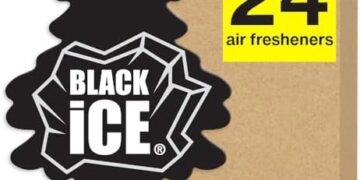 LITTLE TREES Air Fresheners Car Air Freshener. Hanging Tree Provides Long Lasting Scent for Auto or Home. Black Ice, 24 Air Fresheners