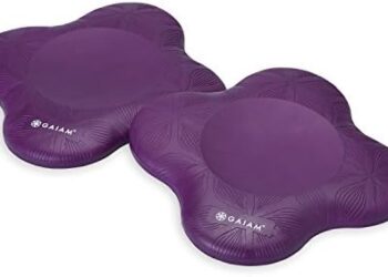 Gaiam Yoga Knee Pads (Set of 2) – Yoga Props and Accessories for Women / Men Cushions Knees and Elbows for Fitness, Travel, Meditation, Kneeling, Balance, Floor, Pilates Purple