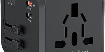 EPICKA Universal Travel Adapter, International Plug Adapter with Dual AC Outlet, 2 USB-C 35W PD Fast Charging & 3 USB-A, All in One Worldwide Wall Charger (TA-205, Black)