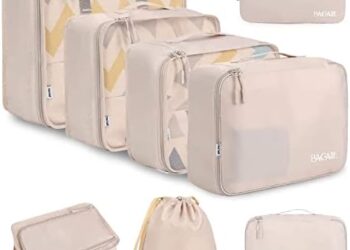 BAGAIL 8 Set Packing Cubes Luggage Packing Organizers for Travel Accessories-Cream