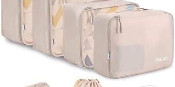 BAGAIL 8 Set Packing Cubes Luggage Packing Organizers for Travel Accessories-Cream