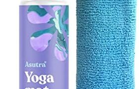 ASUTRA Yoga Mat Cleaner Spray (Peaceful Lavender), 4 fl oz – No Slippery Residue, Organic Essential Oils, Deep-Cleansing for Fitness Gear & Gym Equipment, Microfiber Towel Included