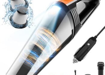Car Vacuum, Portable Car Vacuum Cleaner High Power 8000Pa, Small 12V Handheld Vacuum with LED Light,16.4Ft Corded, Deep Detailing Cleaning Kit of Car Interior with Dry for Men/Women
