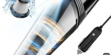 Car Vacuum, Portable Car Vacuum Cleaner High Power 8000Pa, Small 12V Handheld Vacuum with LED Light,16.4Ft Corded, Deep Detailing Cleaning Kit of Car Interior with Dry for Men/Women