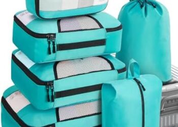 Veken 6 Set Packing Cubes for Suitcases, Travel Essentials for Carry on Luggage, Suitcase Organizer Bags Set for Travel Accessories in 4 Sizes(Extra Large, Large, Medium, Small)，Cyan