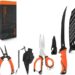 KastKing Paradox Fishing Tools Set, Stainless Steel 9″ Bait Shears, 7.5″ Angled Nose Pliers & 9″ Fillet Knife with Non-Slip Grips and Protective Sheaths