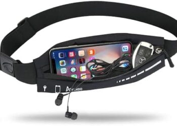 Slim Running Belt for Women Men,Runners Fanny Pack Phone Holder,Run Pouch Waist Belt for Workout Jogging,Money Belt Running Gear Accessories(Black)