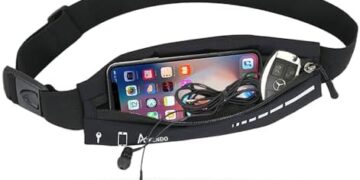 Slim Running Belt for Women Men,Runners Fanny Pack Phone Holder,Run Pouch Waist Belt for Workout Jogging,Money Belt Running Gear Accessories(Black)