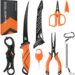 KastKing SteelStream 6pc Fishing Tool Kit – Corrosion Resistant Fishing Pliers with Lanyard, Fillet Knife, Floating Fish Lip Gripper, Fishing Braid Scissors, Tool Retractor, Fishing Gifts for Men