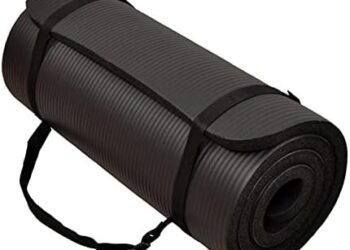 BalanceFrom All-Purpose 1-Inch Extra Thick High Density Anti-Tear Exercise Yoga Mat with Carrying Strap, Multiple Colors