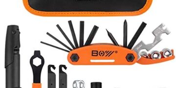 Bicycle Repair Bag With Tire Pump, Portable Tool Kit for Camping Travel – Patches, Inflator, Maintenance Essentials All in One Safety Kit