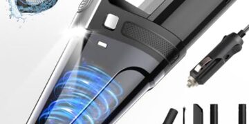 Car Vacuum, Portable Car Vacuum Cleaner with 7000PA Suction, DC 12V High Power 16.4Ft Cord Wired Vacuum Cleaner for Car, LED Light, Lightweight, 0.33L Capacity, Storage Bag