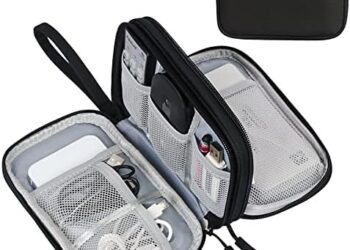 FYY Travel Cable Organizer Pouch Electronic Accessories Carry Case Portable Waterproof Double Layers All-in-One Storage Bag for Cord, Charger, Phone, Earphone Black