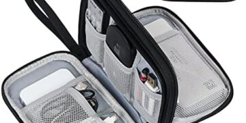 FYY Travel Cable Organizer Pouch Electronic Accessories Carry Case Portable Waterproof Double Layers All-in-One Storage Bag for Cord, Charger, Phone, Earphone Black