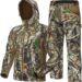 TIDEWE Hunting Clothes for Men with Fleece Lining, Safety Strap Compatible Water Resistant Silent Hunting Jacket and Pants