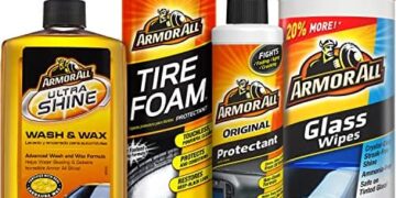 Armor All Car Wash and Car Cleaner Kit by Armor All, Includes Glass Wipes, Car Wash & Wax Concentrate, Protectant Spray and Tire Foam