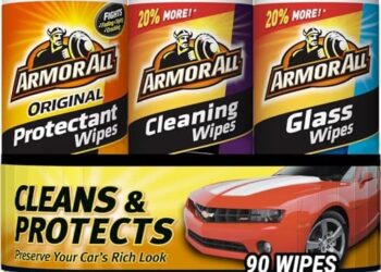 Armor All Protectant, Glass and Cleaning Wipes, Wipes for Car Interior and Car Exterior, 30 Count Each (Pack of 3)